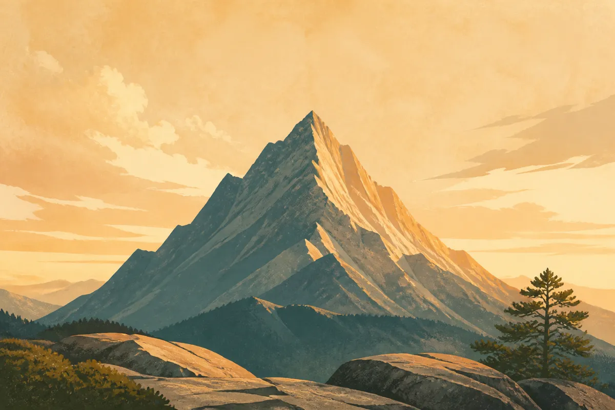 A bold mountain at golden hour